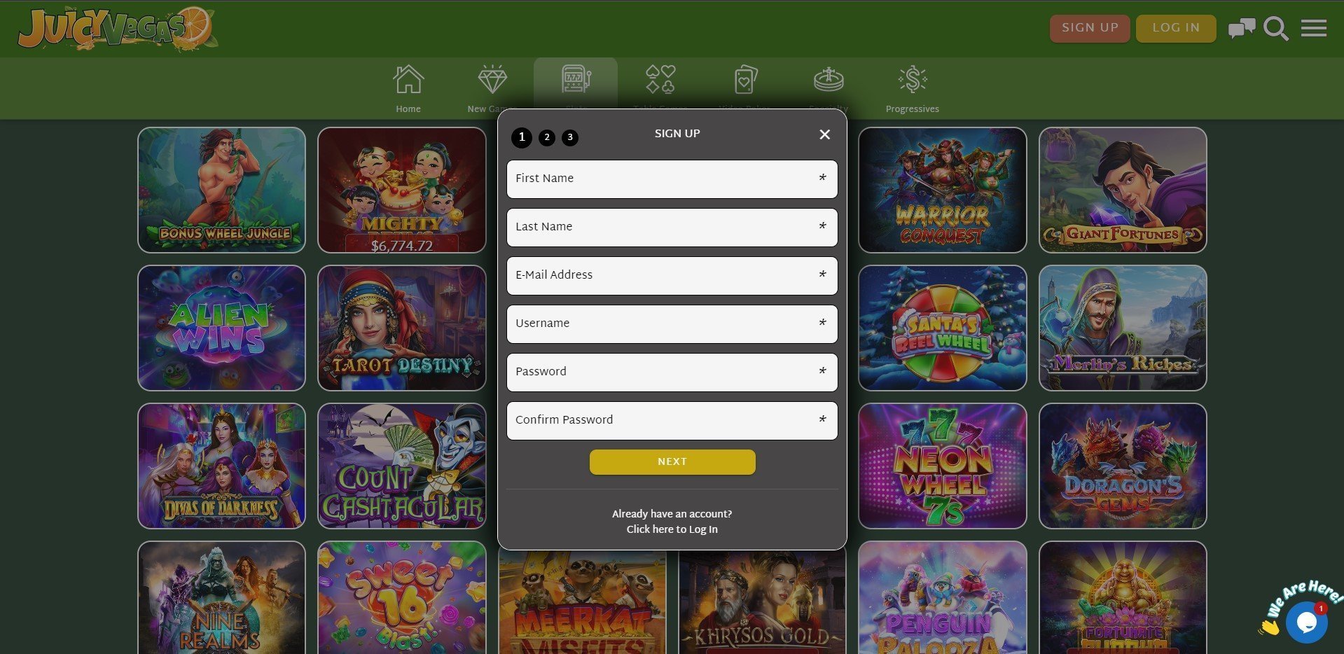 Sign Up at Juicy Vegas Casino