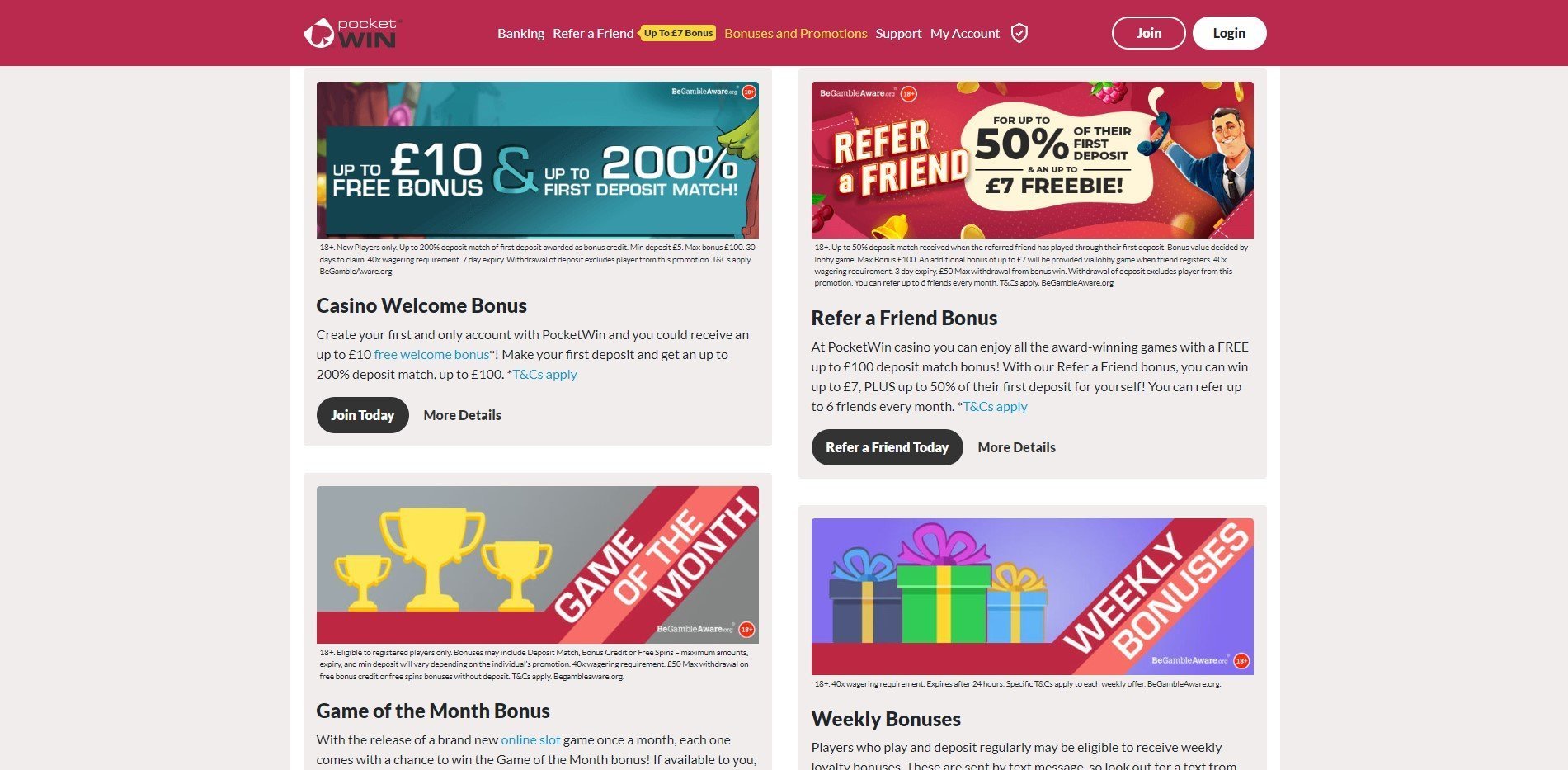 ​Pocket Win Casino Promotions