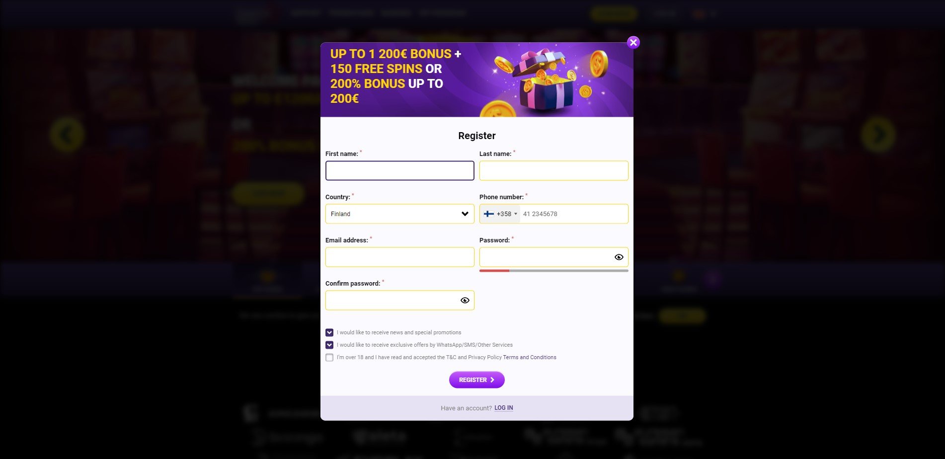 Sign Up at Cazino Stars Casino
