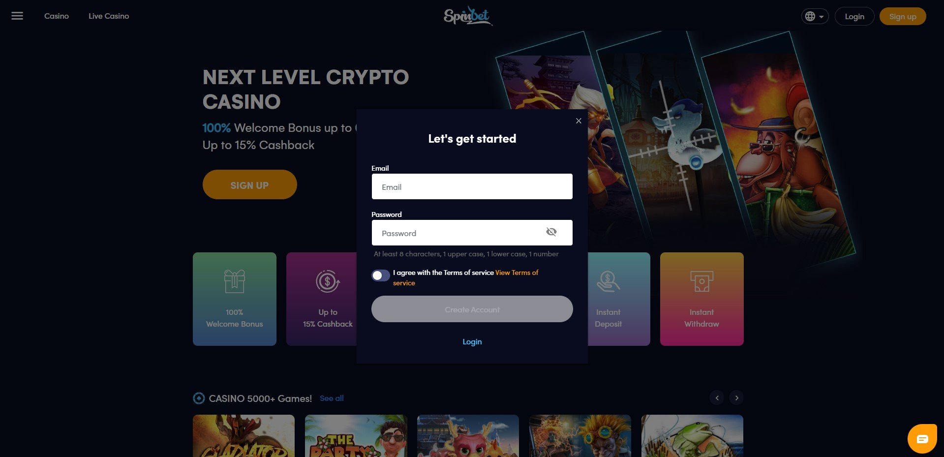 spin bet login