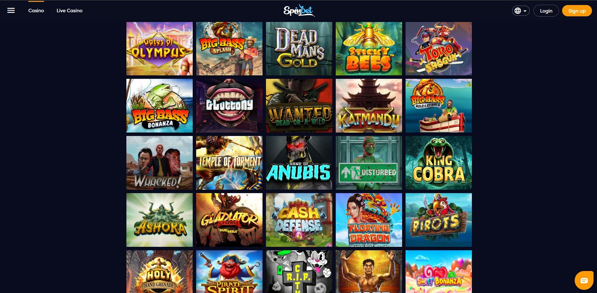 Spinbet Casino Games