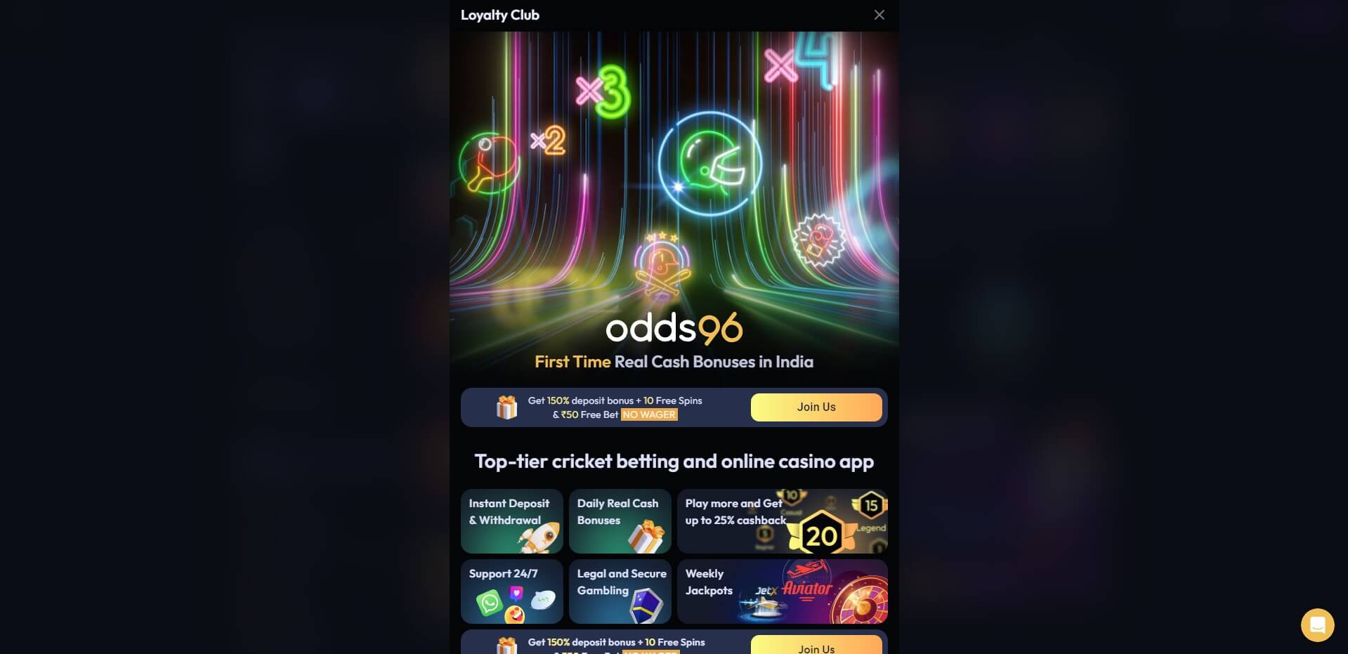 Odds96 Casino Promotions