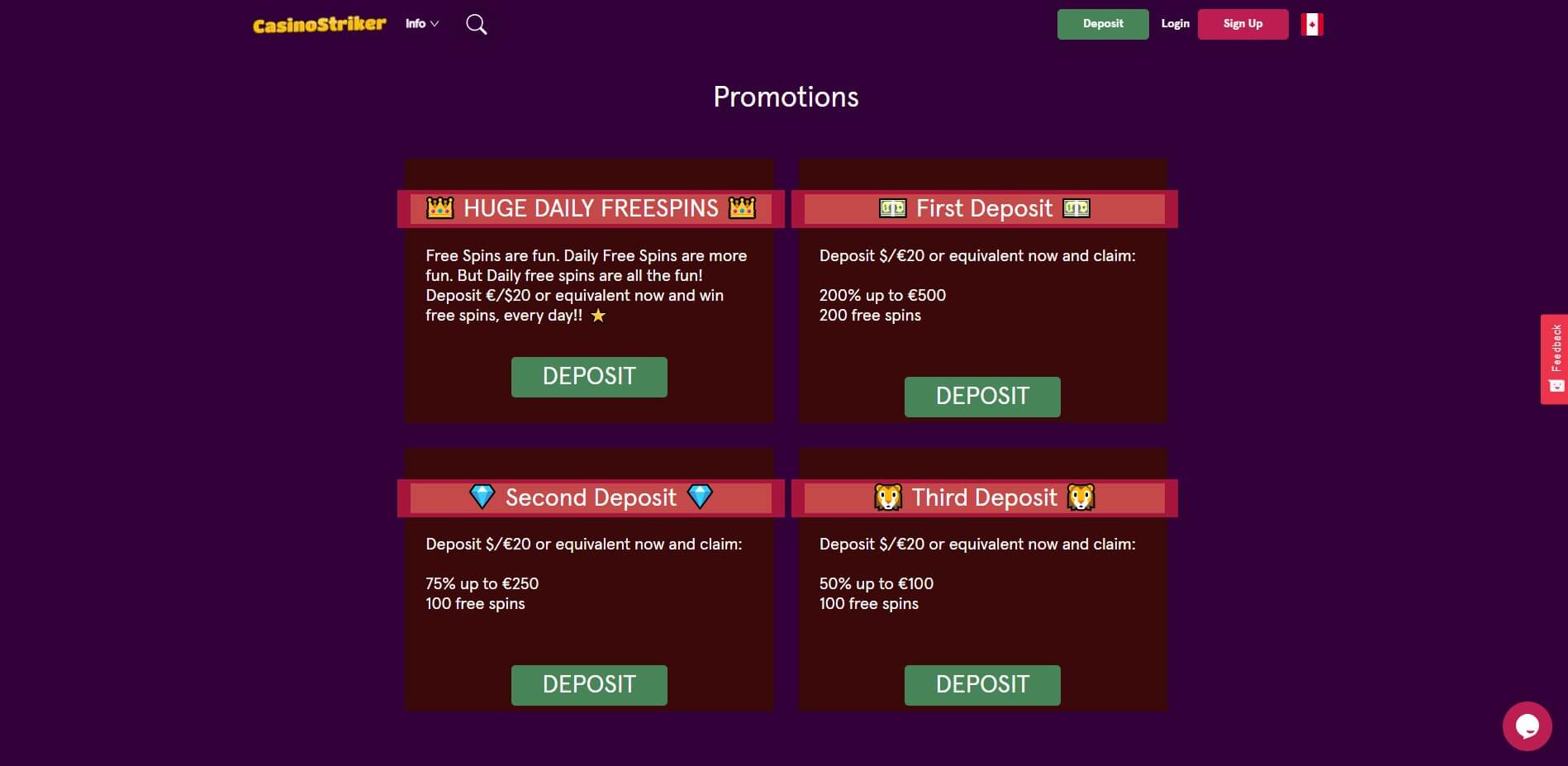 Casino Striker Promotions