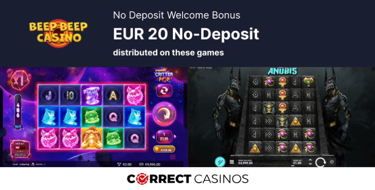 BeepBeep Casino 20€ NO DEPOSIT Bonus - EUR 20 no-deposit bonus