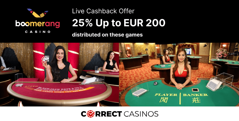 Boomerang Casino Live Cashback Offer