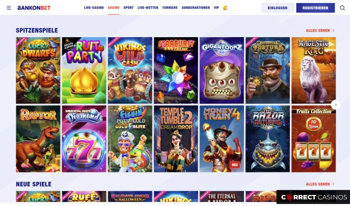Bankonbet Casino Auswahl der Spiele