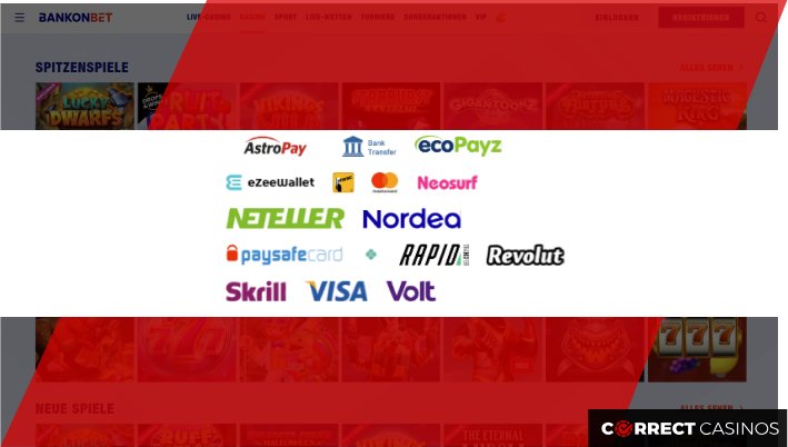 Bankonbet Einzahlungen und Abhebungen