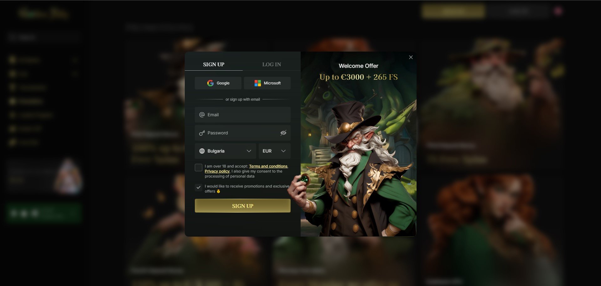 Sign Up at Golden Billy Casino