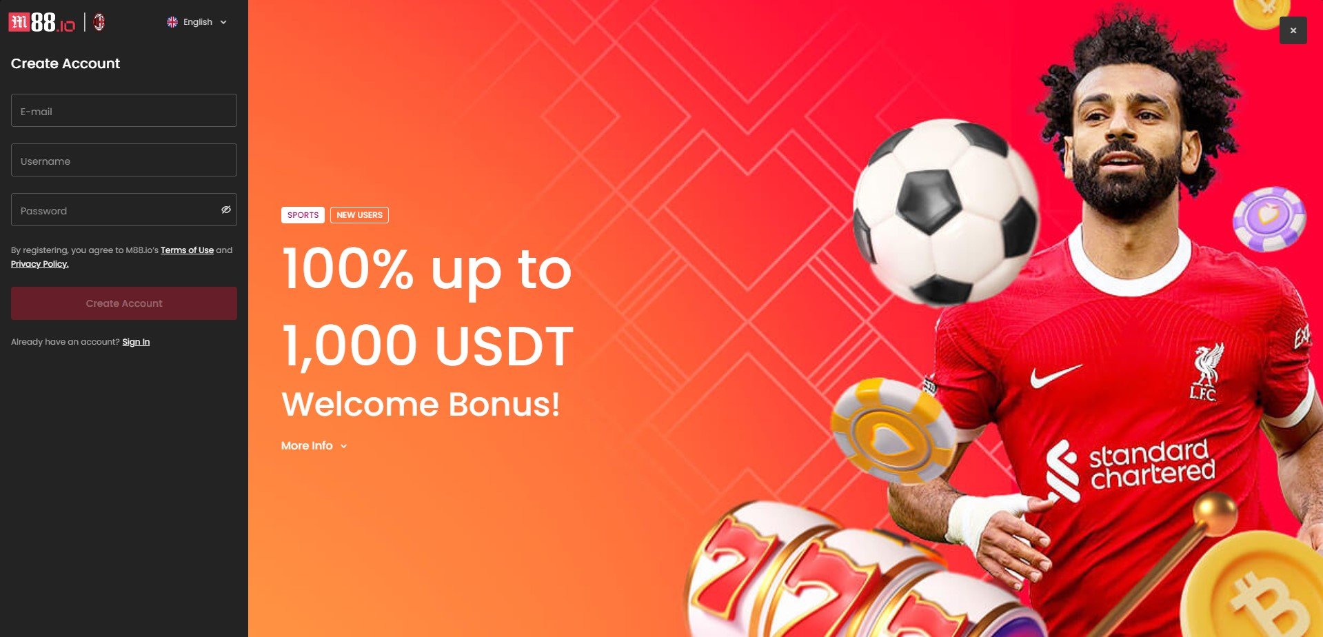 Sign Up at M88 Casino
