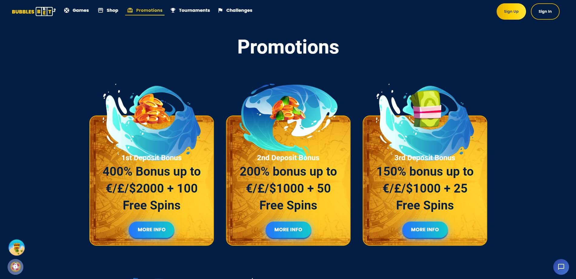 Bubbles Bet Casino Promotions