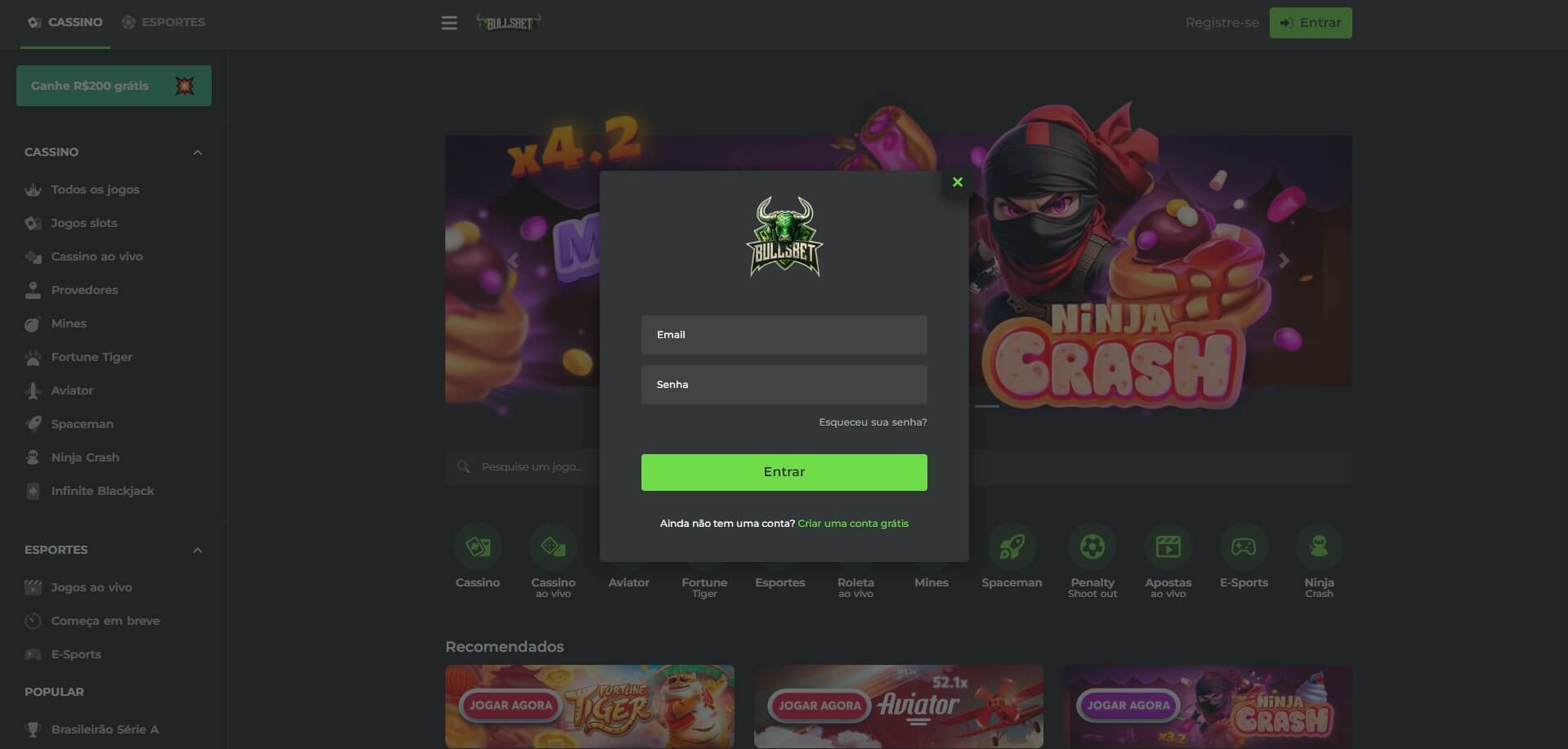 Sign Up at Bullsbet Casino