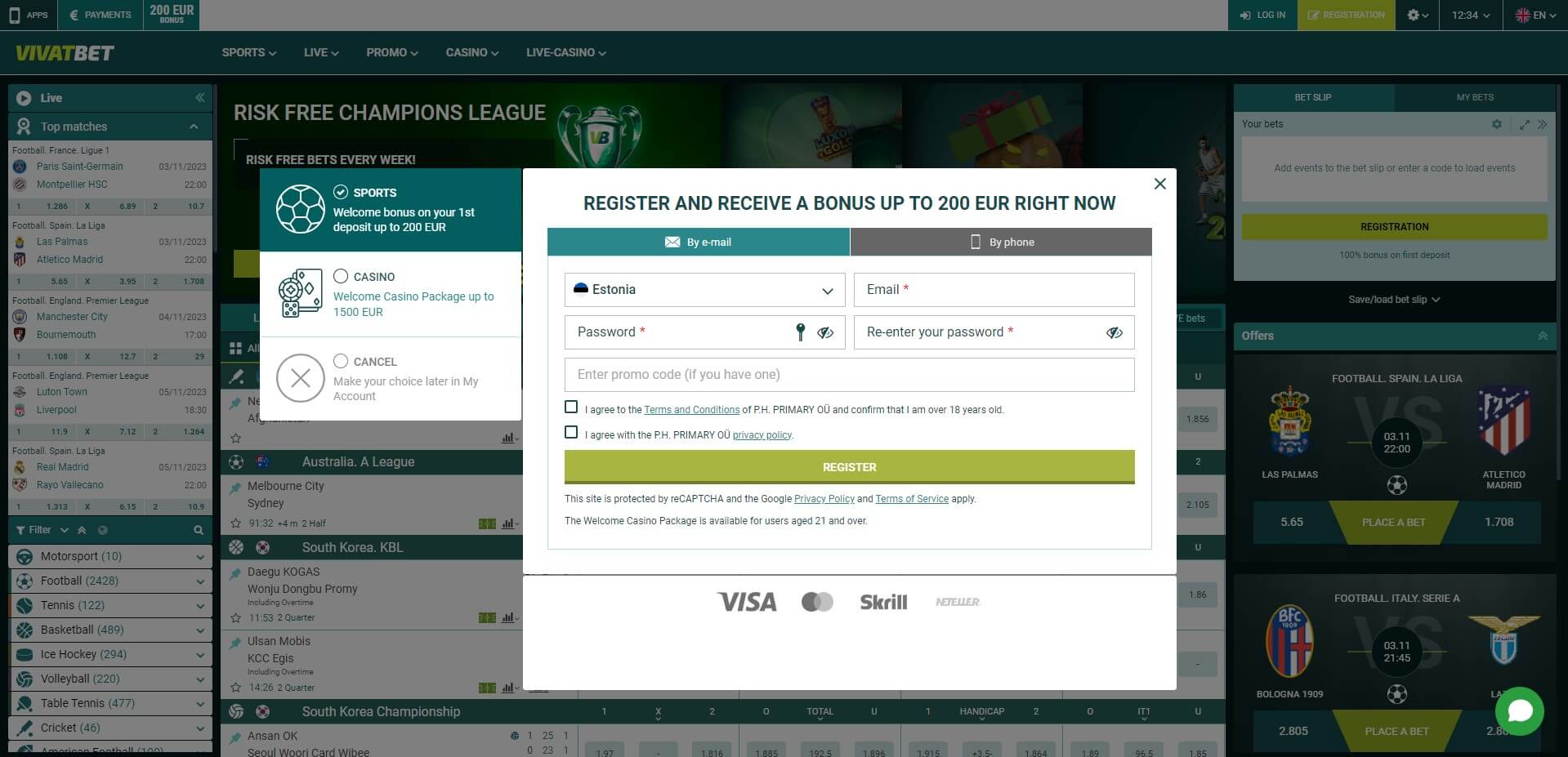 Sign Up at VivatBet Casino