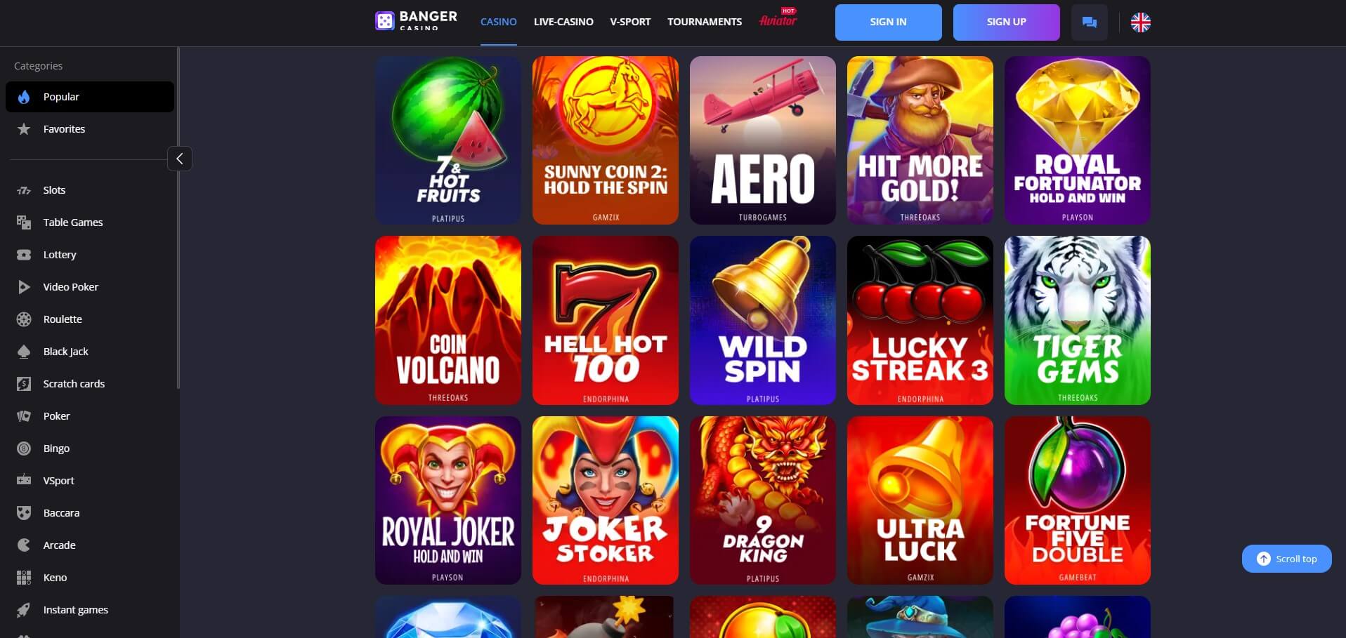 Banger Casino Games