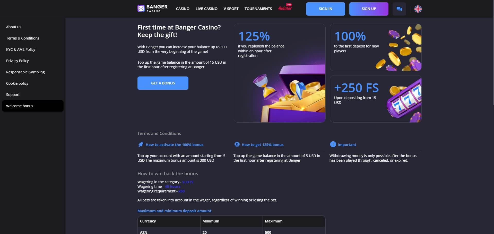 Banger Casino Promotions
