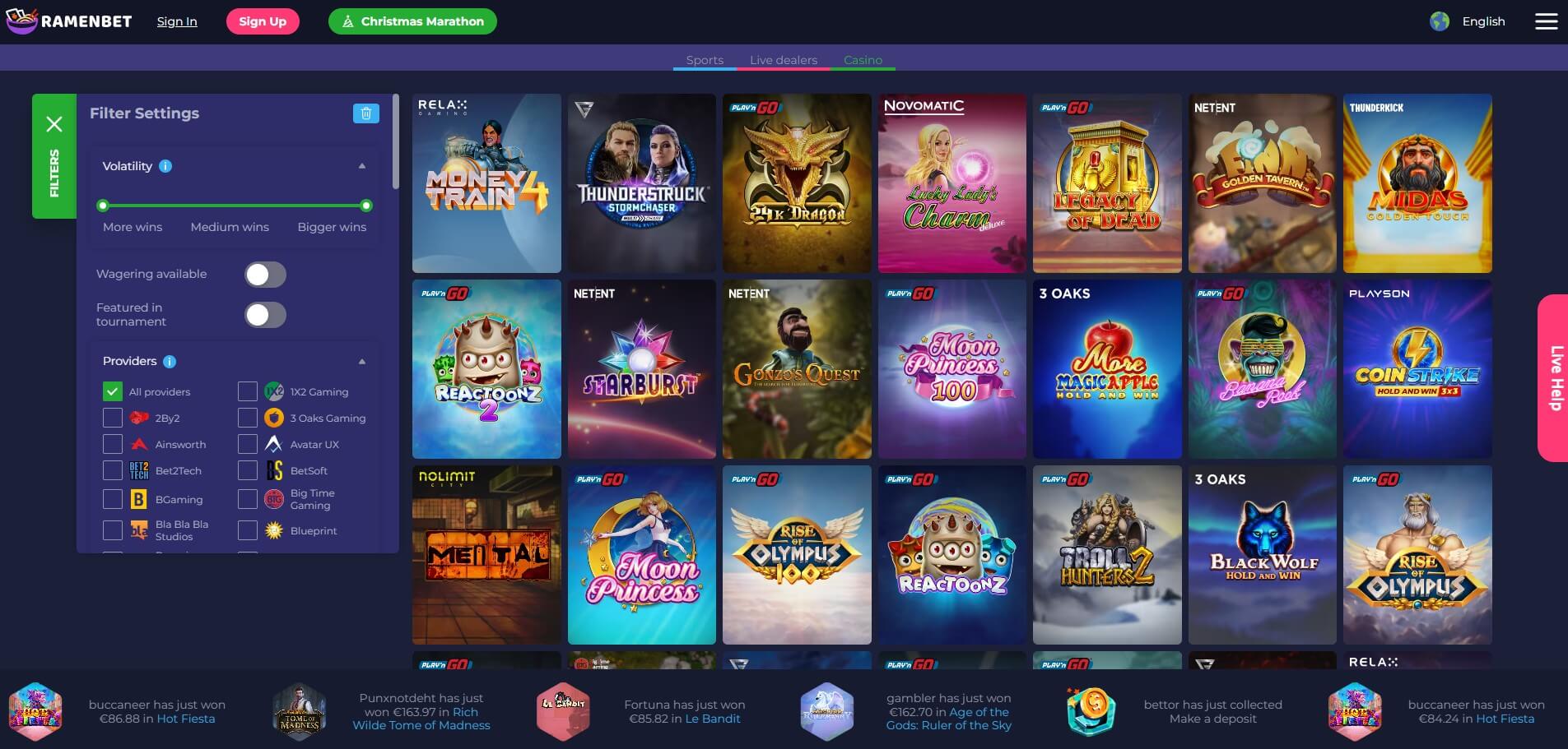 RamenBet Casino Games