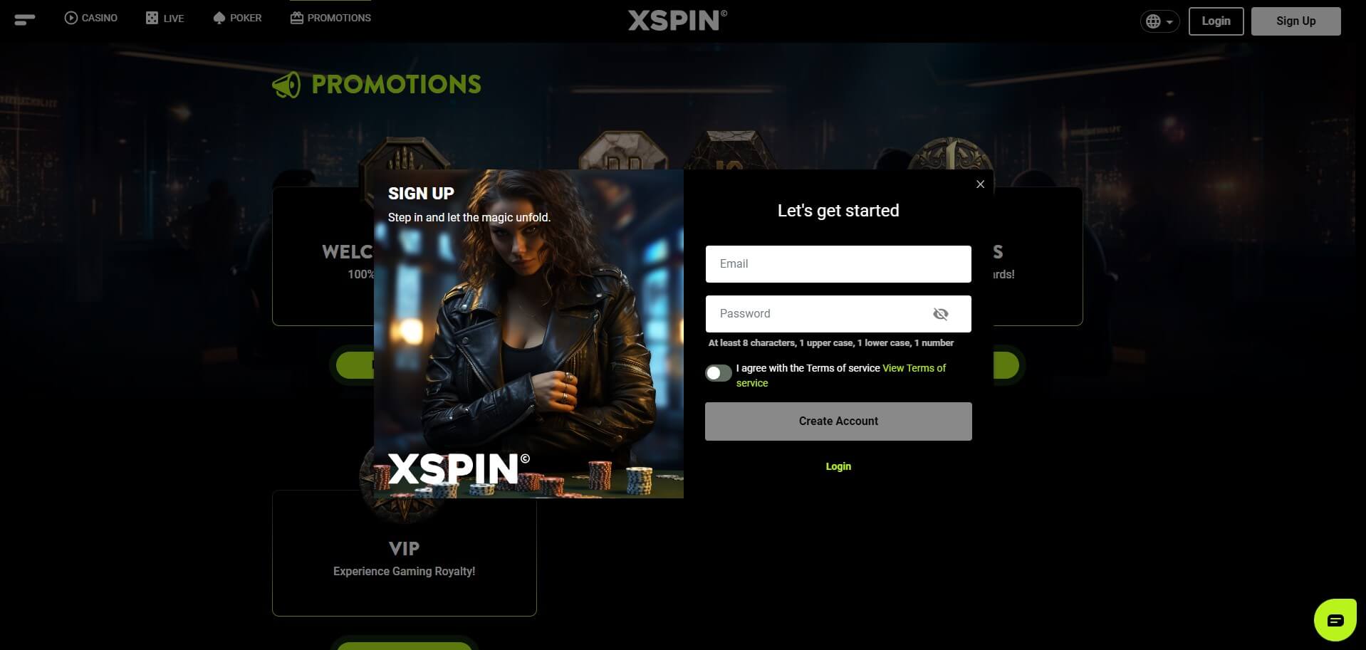Sign up at XSpin Casino