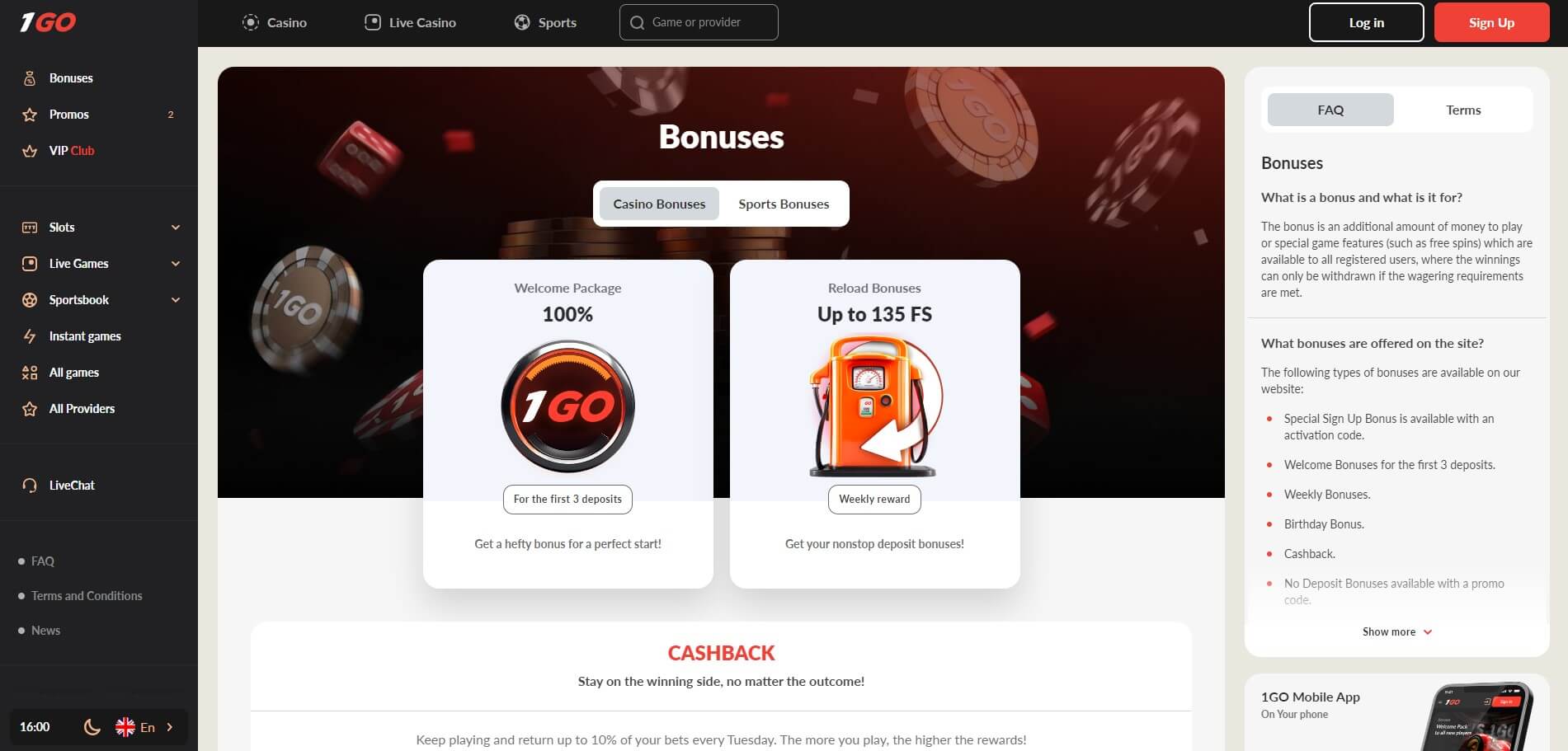 1Go Casino Promotions