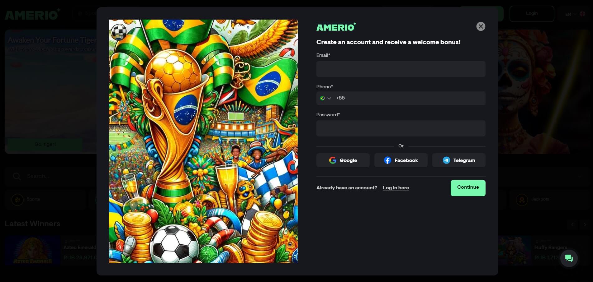 Sign Up at Amerio Casino