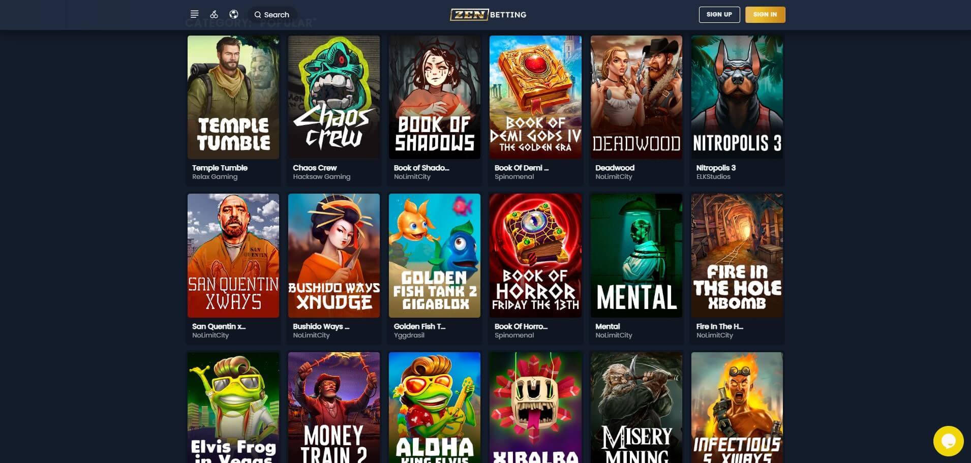 ZenBetting Casino Games