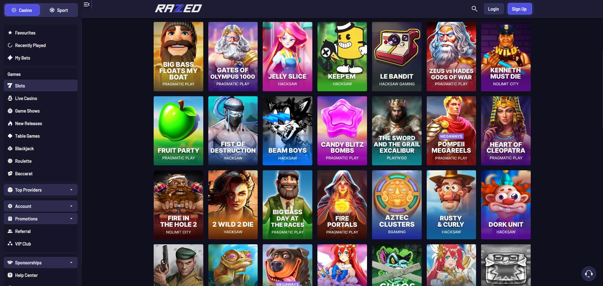 Razed Casino Games