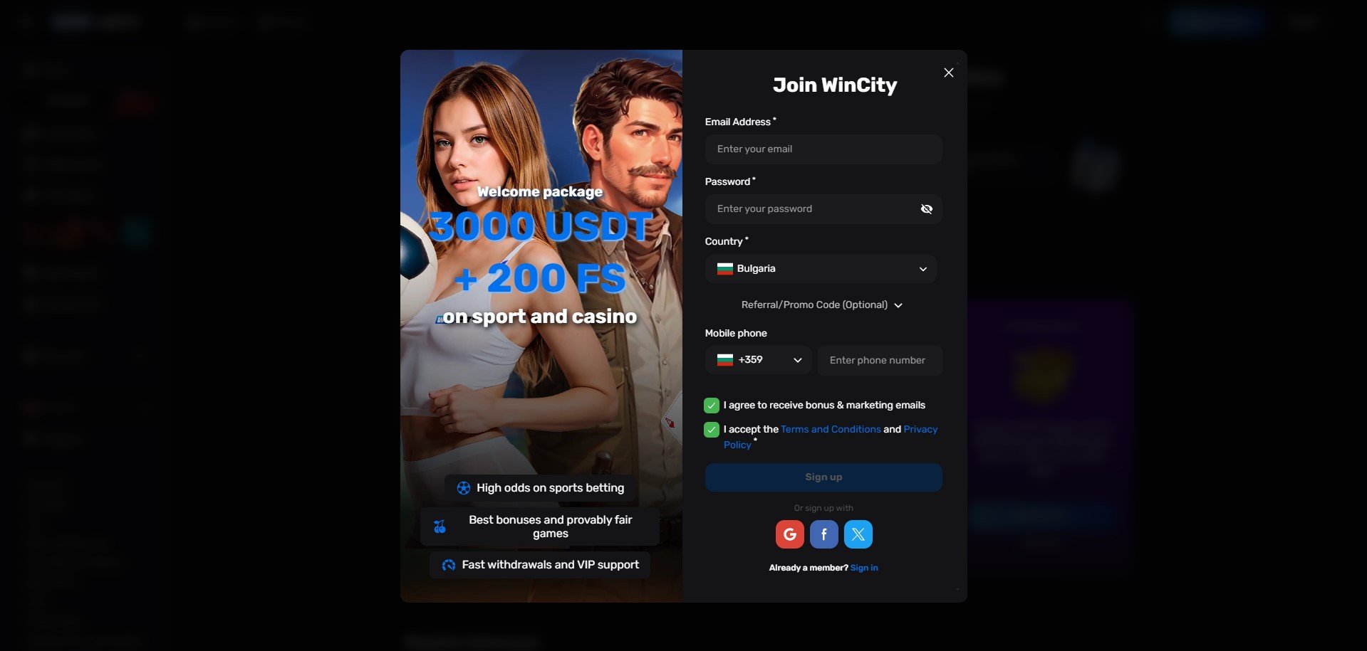 WinCity Casino Sign Up
