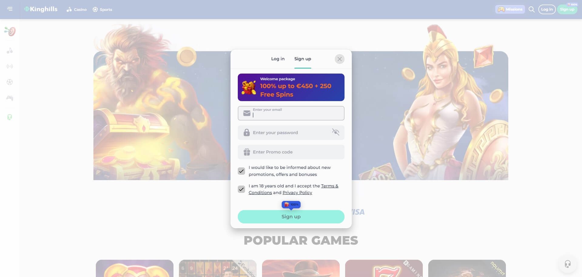 KingHills Casino Sign Up