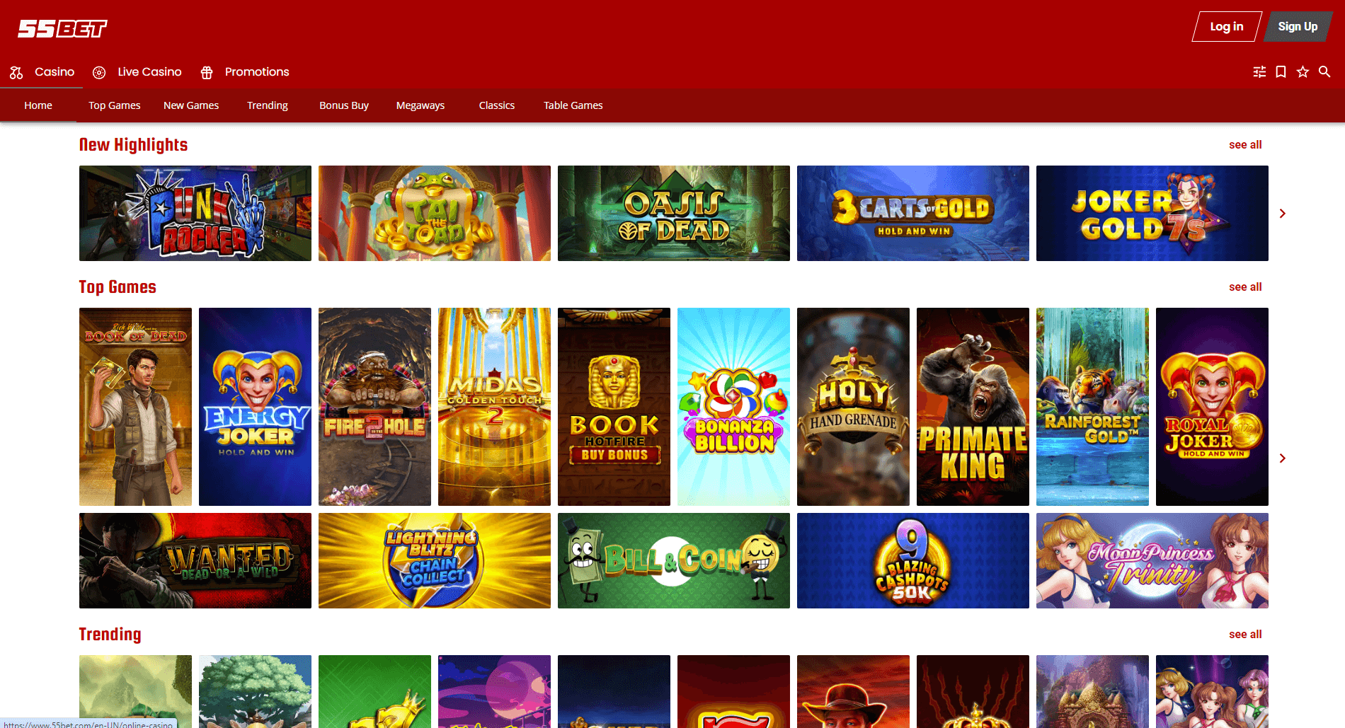 55Bet Casino Games