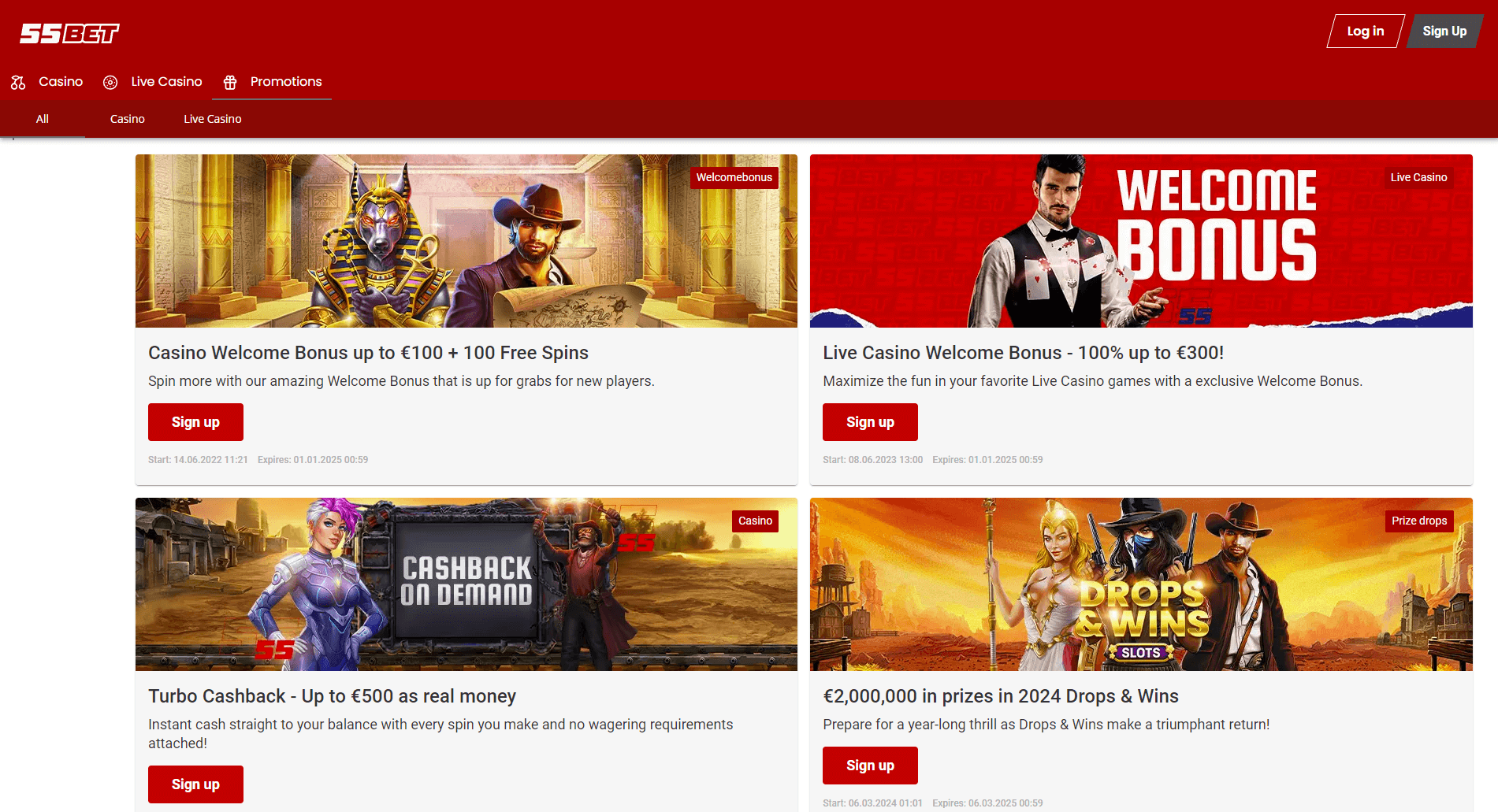 55Bet Casino Promotions