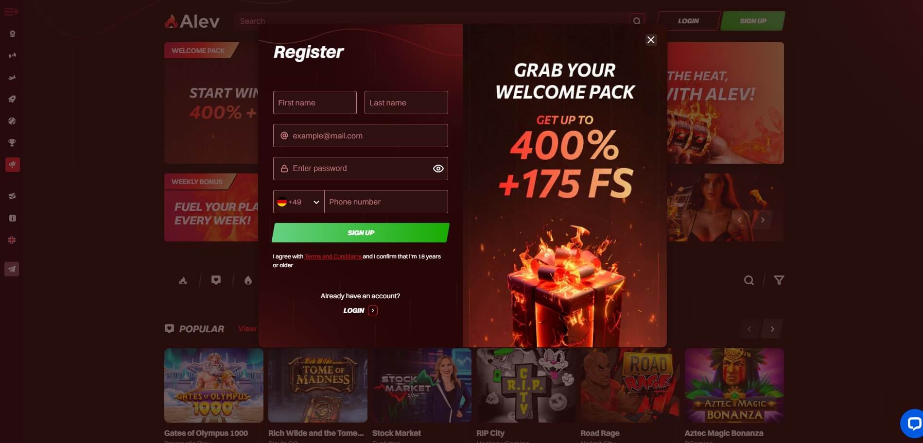 Alev Casino Sign Up