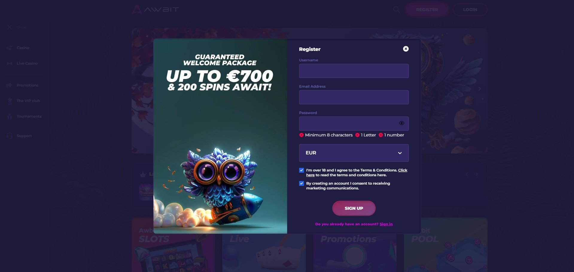 Awbit Casino Sign Up