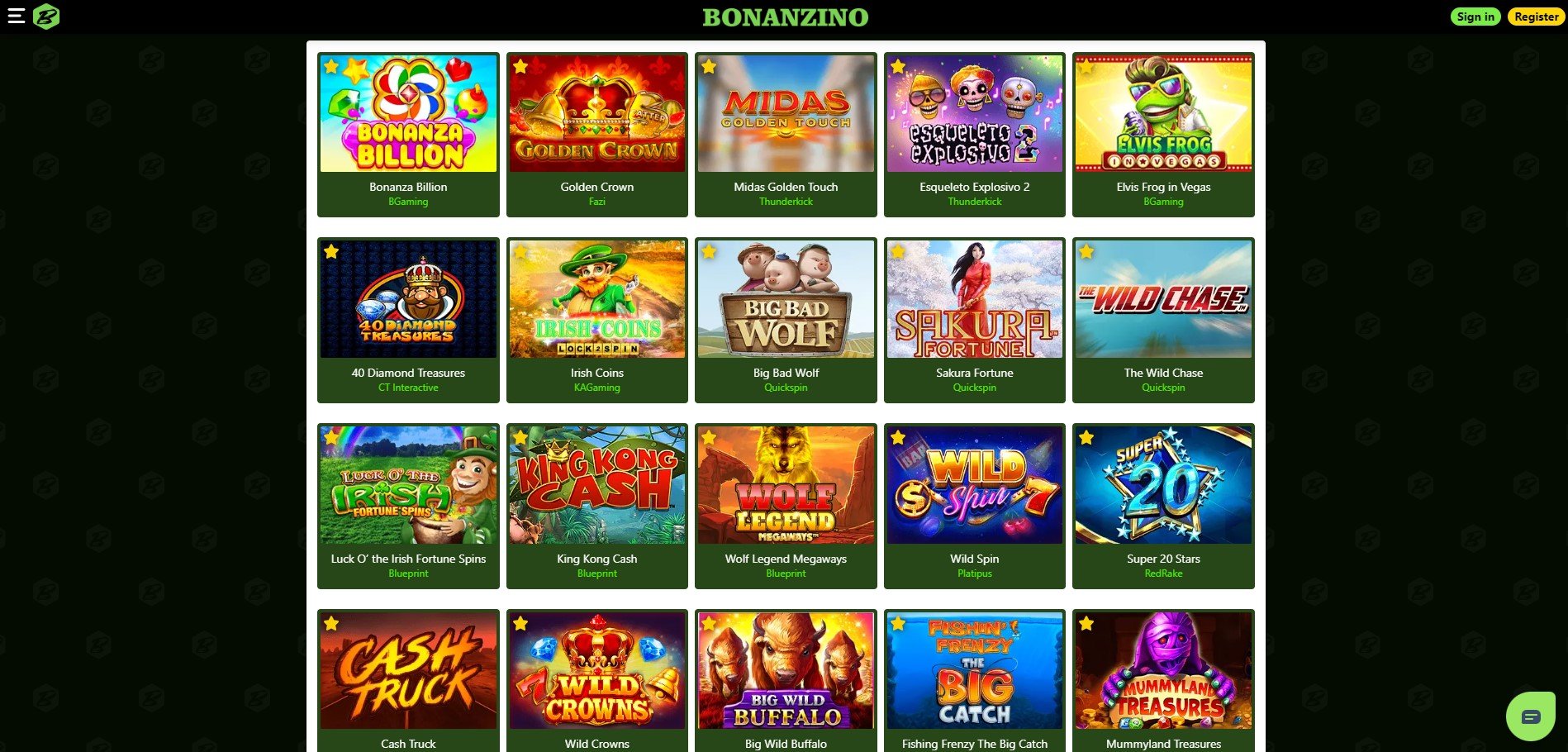 Bonanzino Casino Games