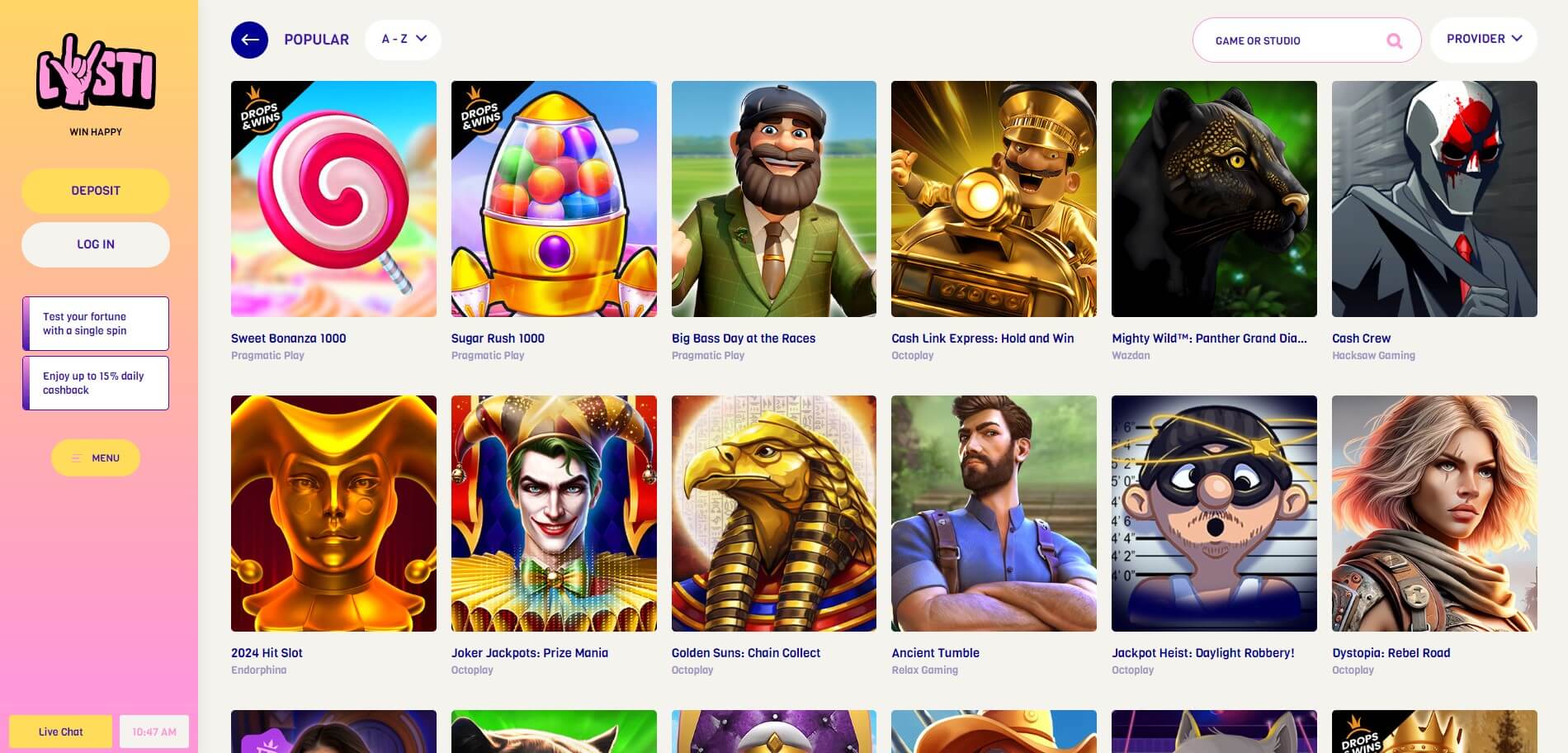 Lysti Casino Games
