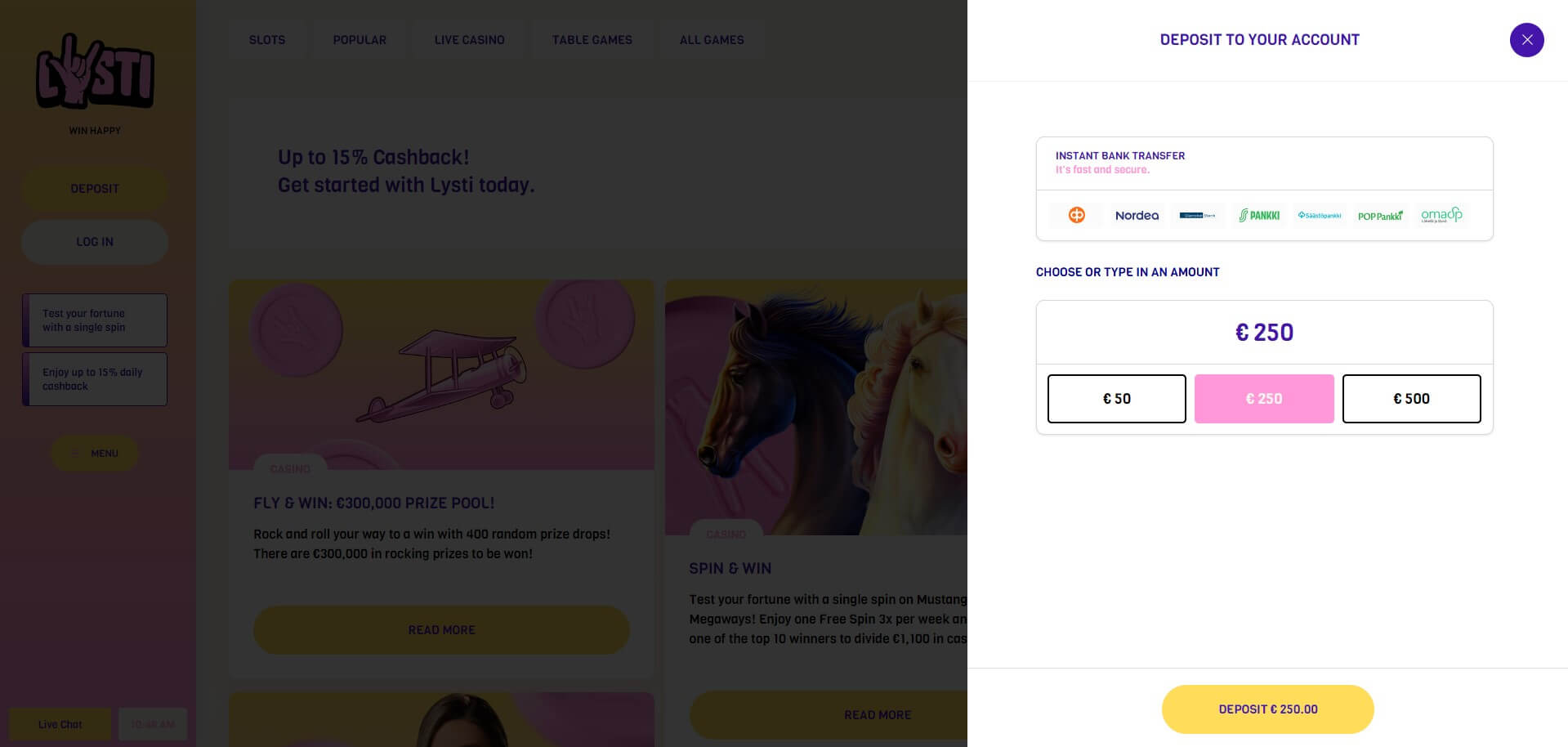 Lysti Casino Sign Up