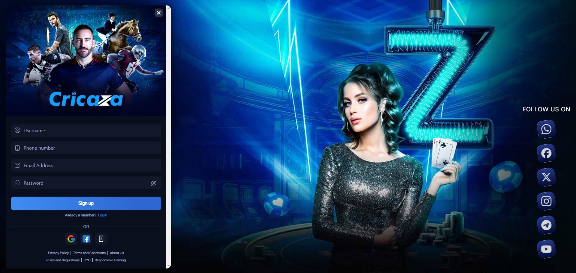 Cricaza Casino Sign Up