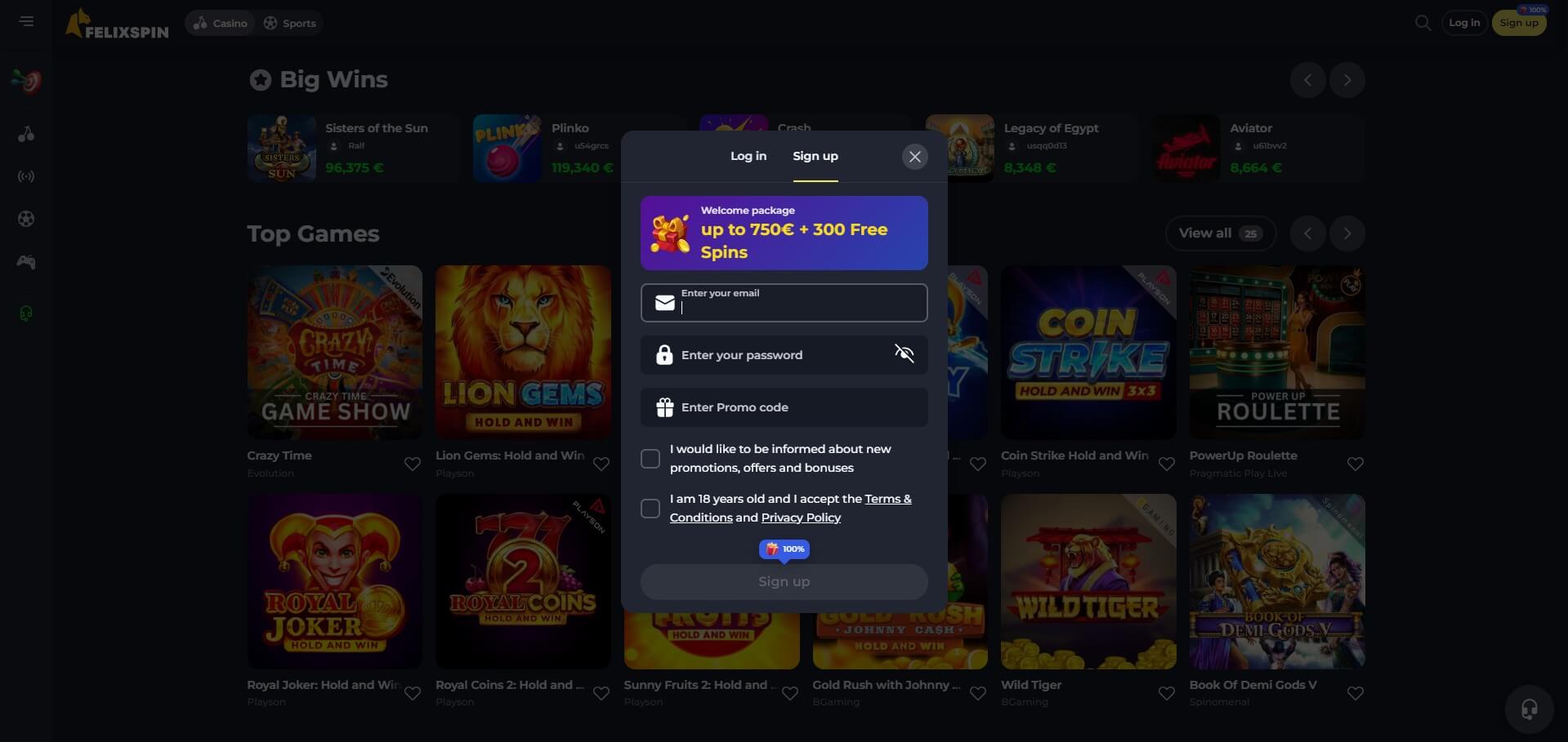 Felixspin Casino Sign Up