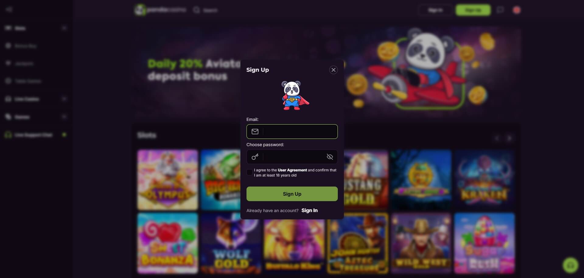 Panda Casino Sign Up