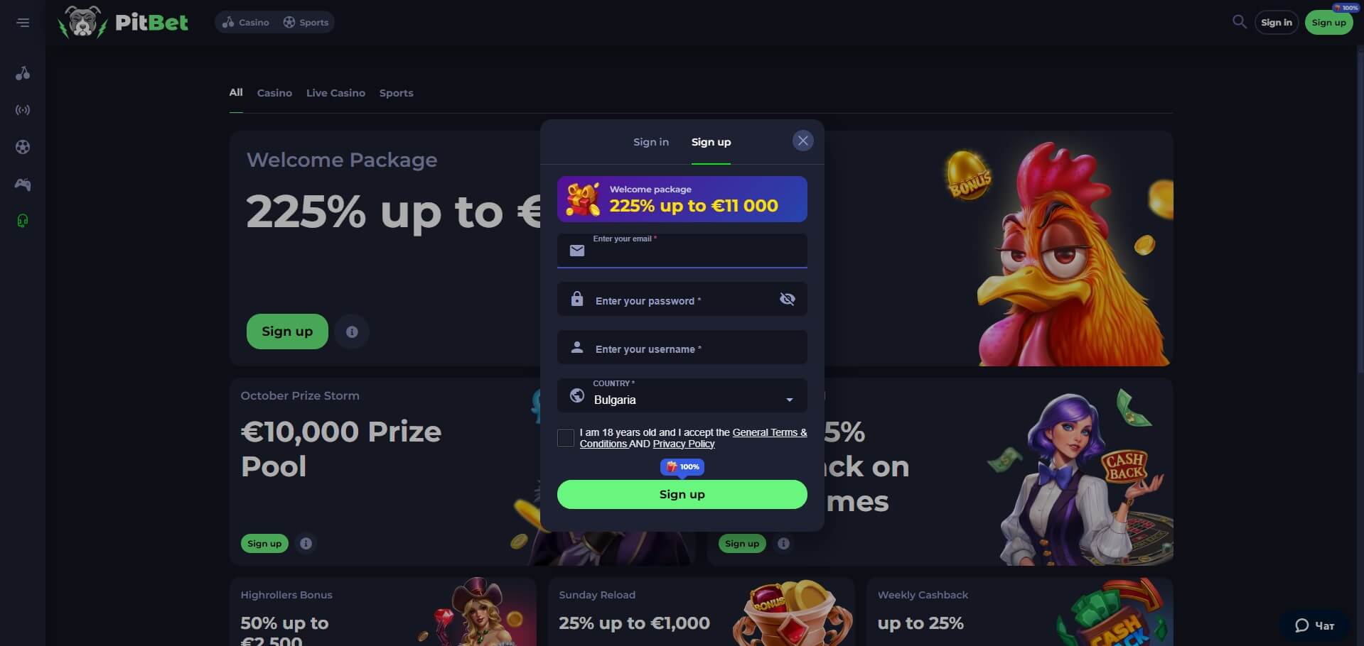 PitBet Casino Sign Up