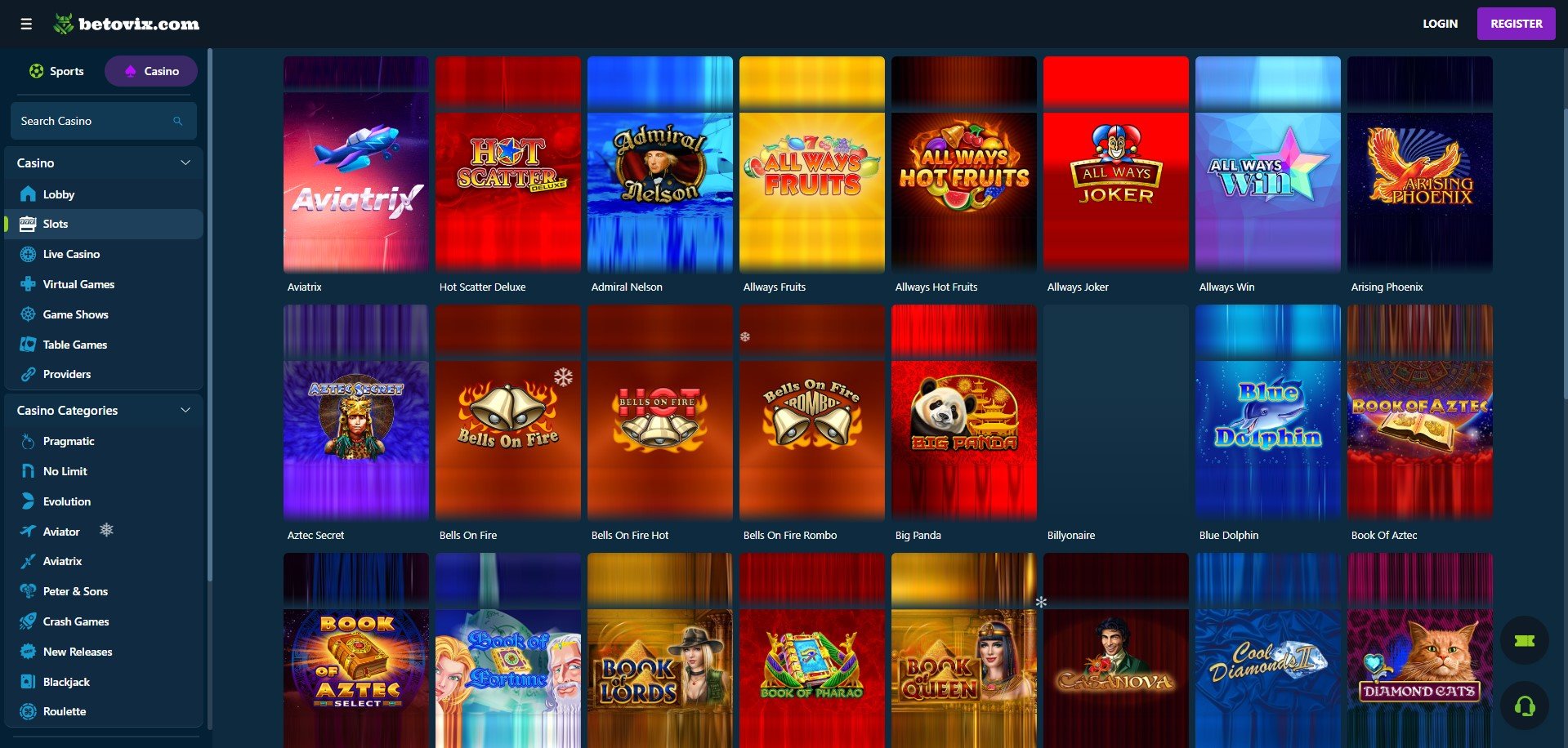 Betovix Casino Games