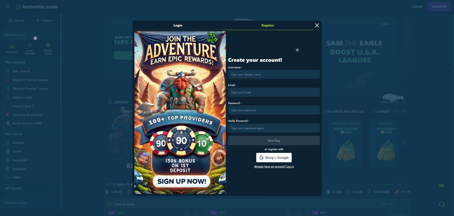 Betovix Casino Sign Up