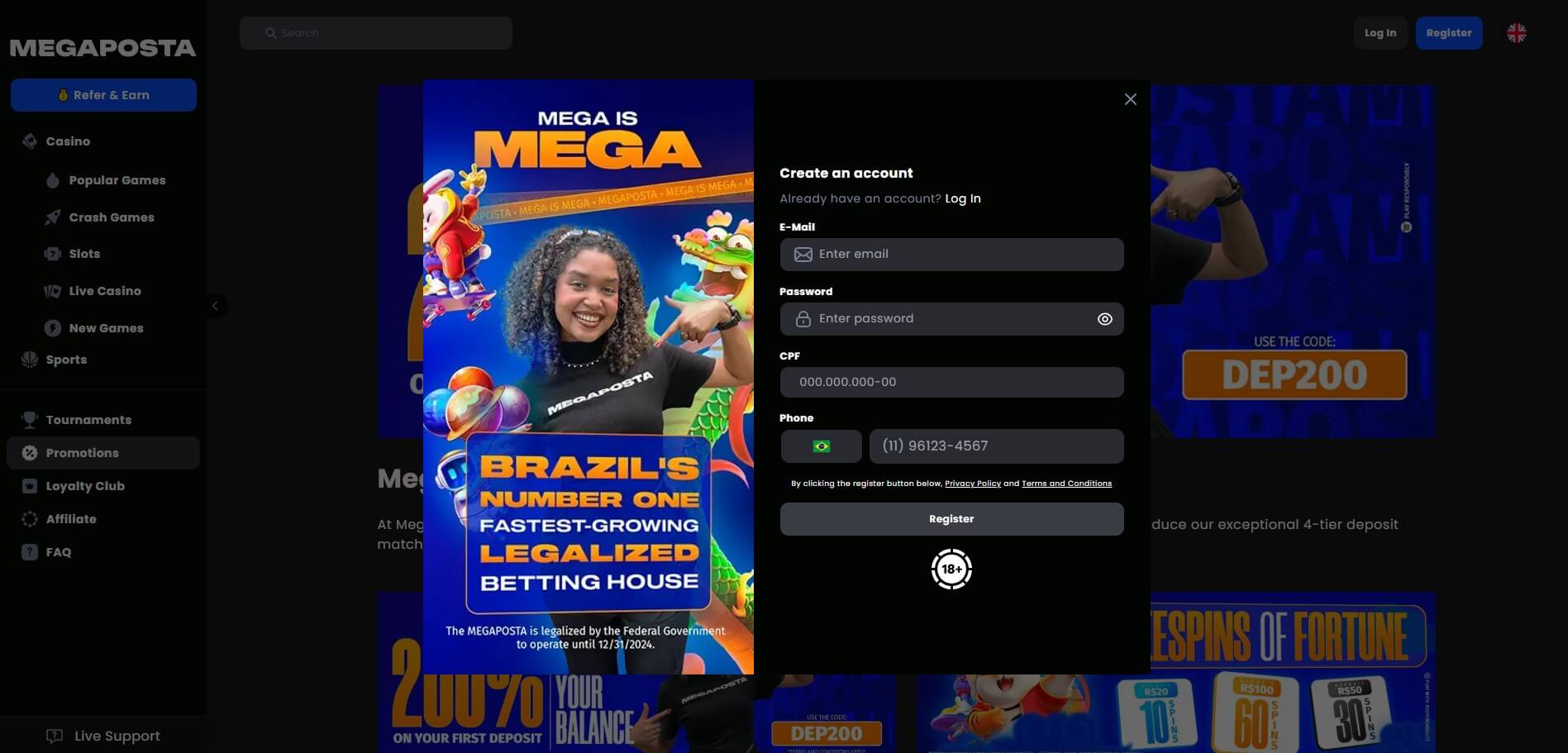 MegaPosta Casino Sign Up