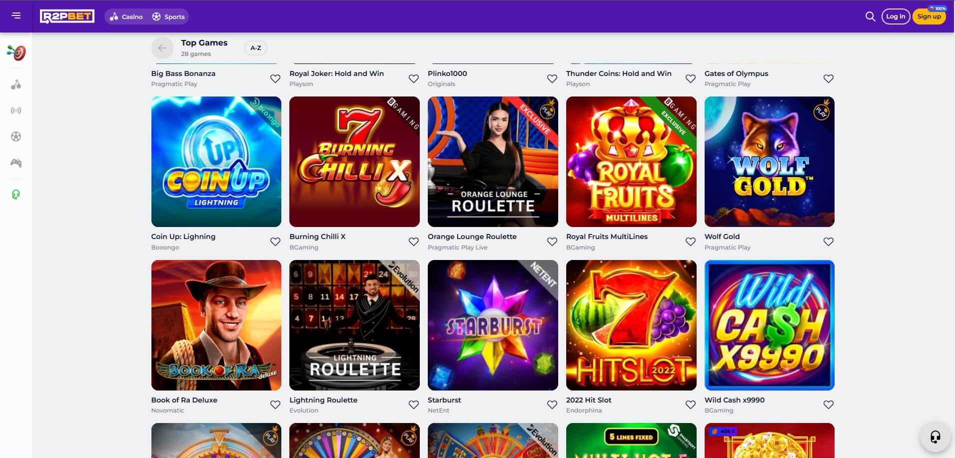 R2PBet Casino Games