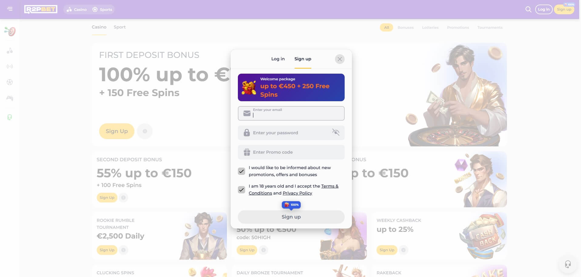 R2PBet Casino Sign Up