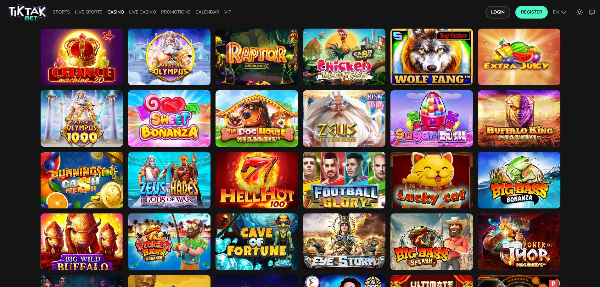 TikTakBet Casino Games