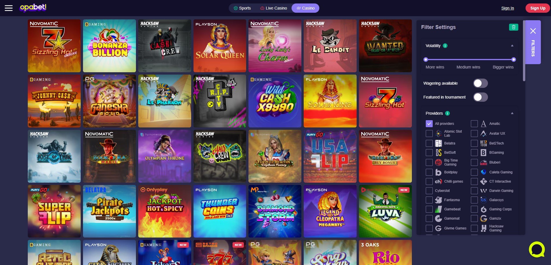 OpaBet Casino Games