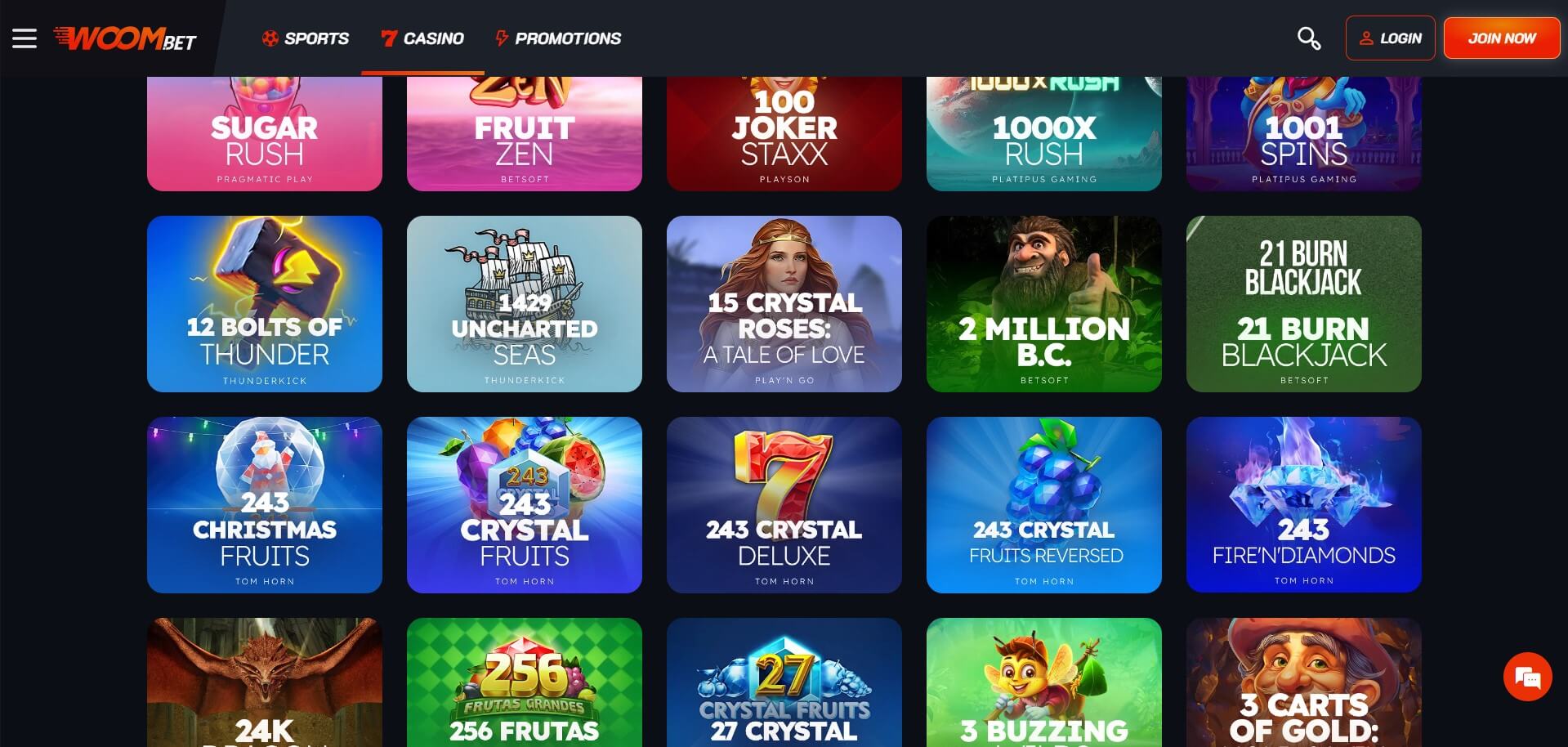 Woom.bet Casino Games