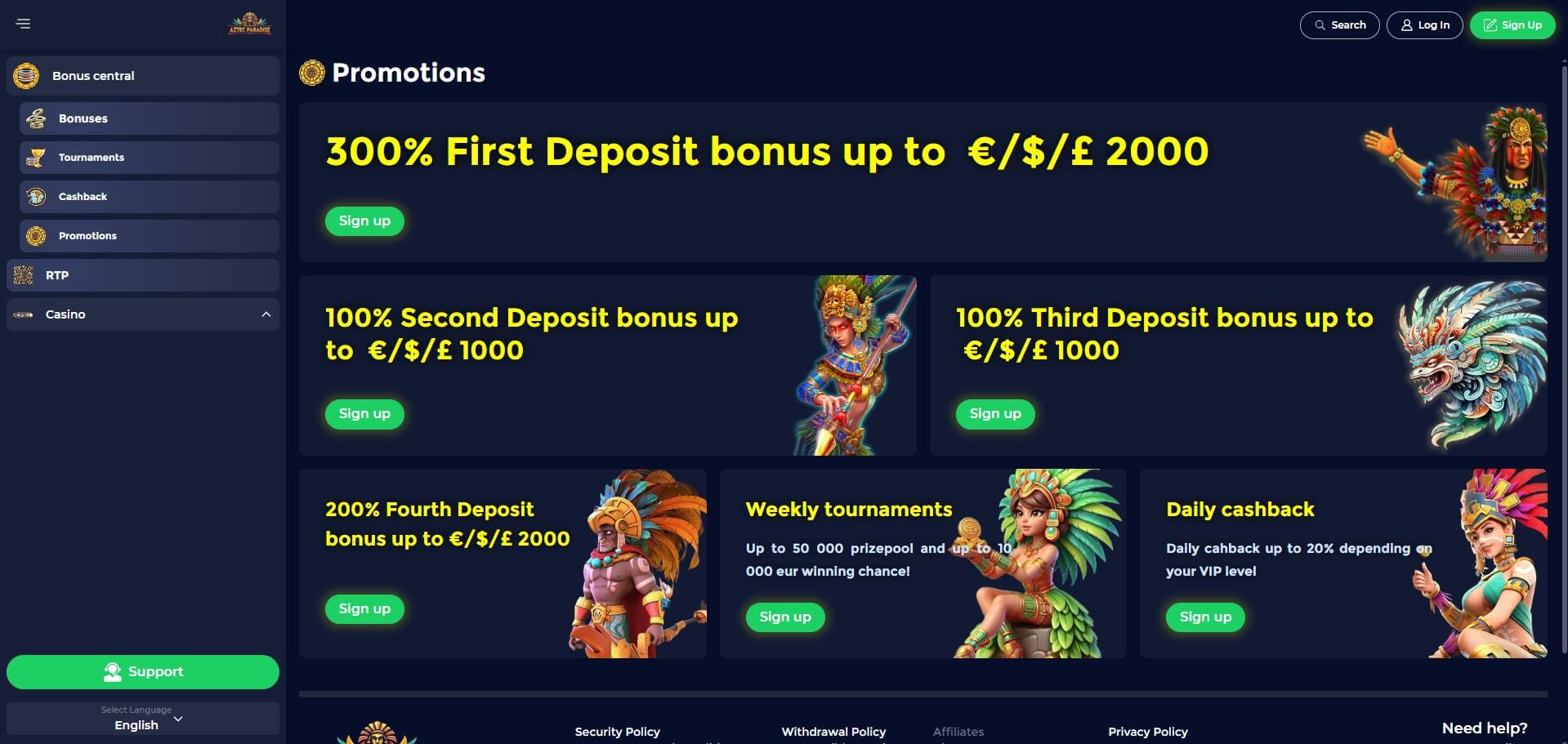 AztecParadise Casino Promotions