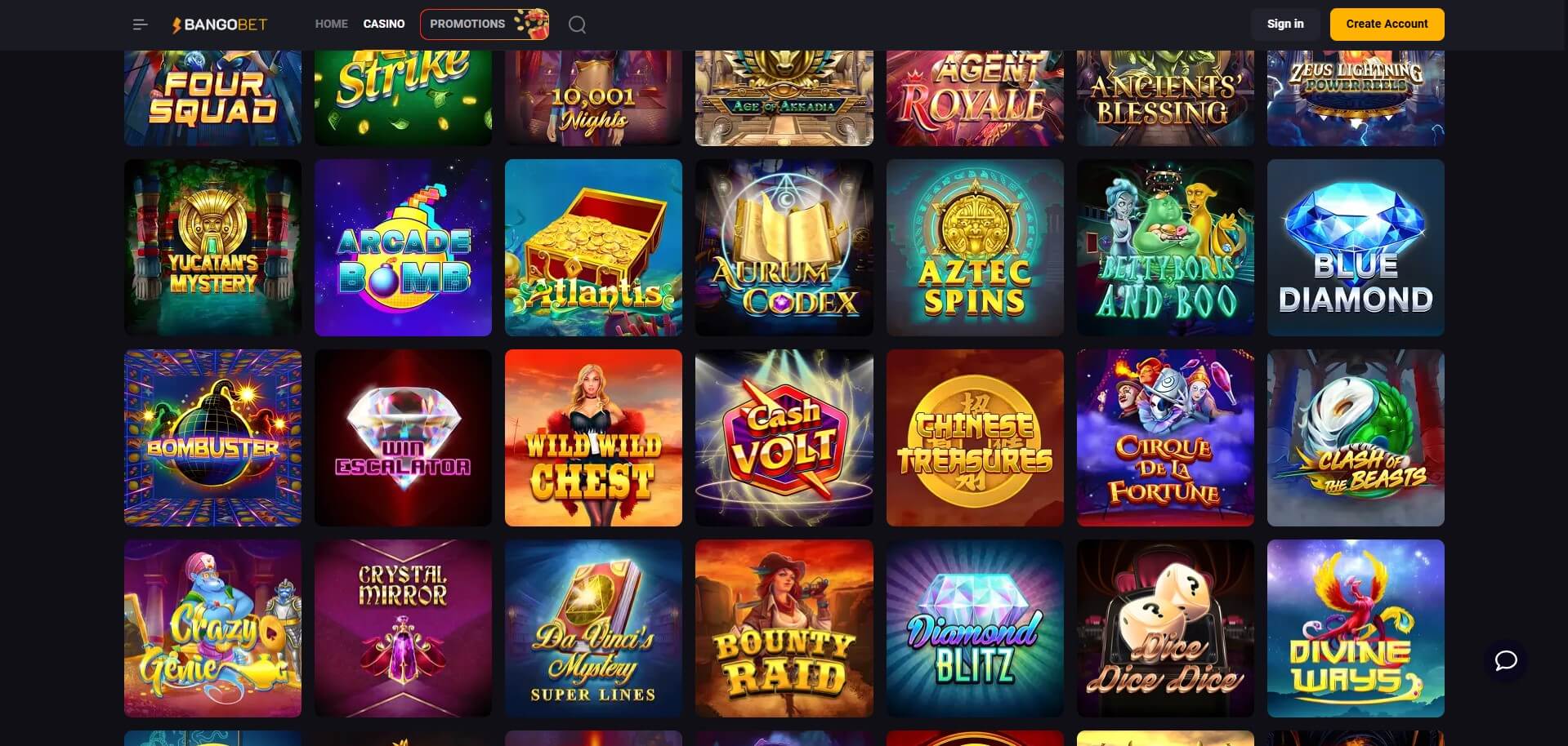 Bango Bet Casino Games