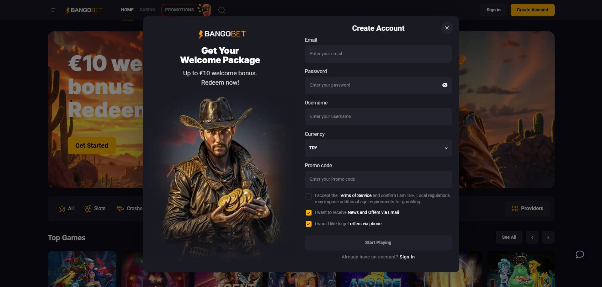 Bango Bet Casino Sign Up
