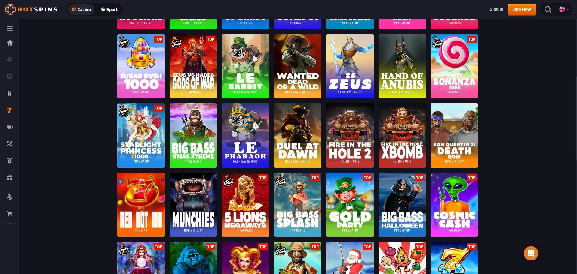 HotSpins.io Casino Games