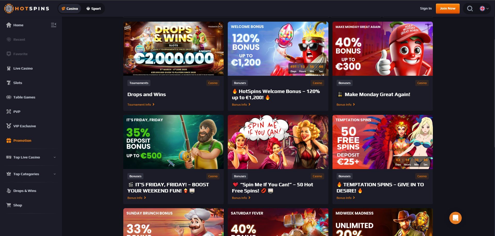 HotSpins.io Casino Promotions